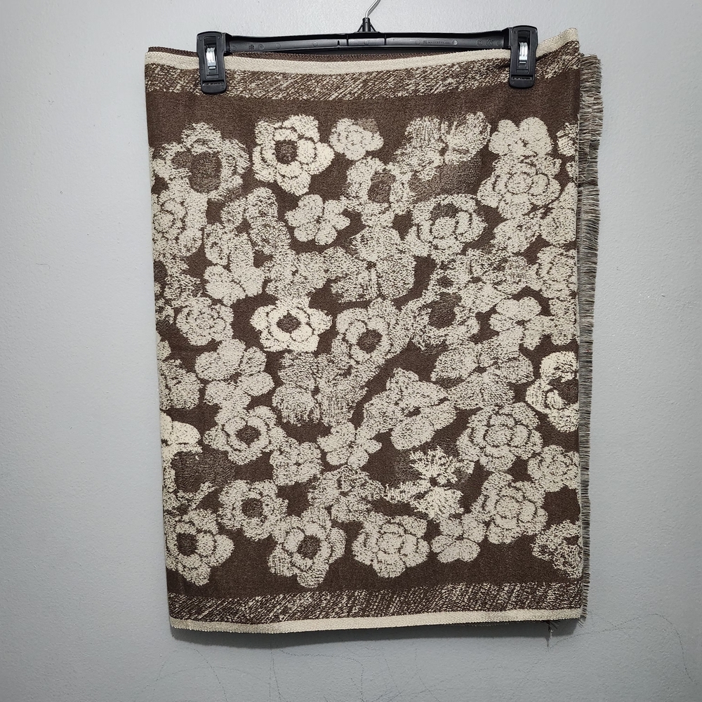 Floral Brown and Cream Scarf New With Tags 75×24.5 Inches